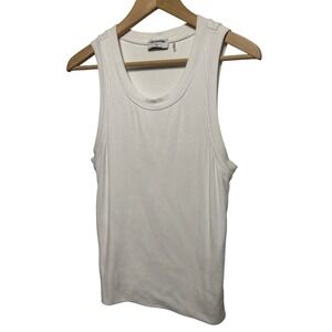 LNA Clothing Ribbed Tank Top White Crew Neck Sleeveless Large
